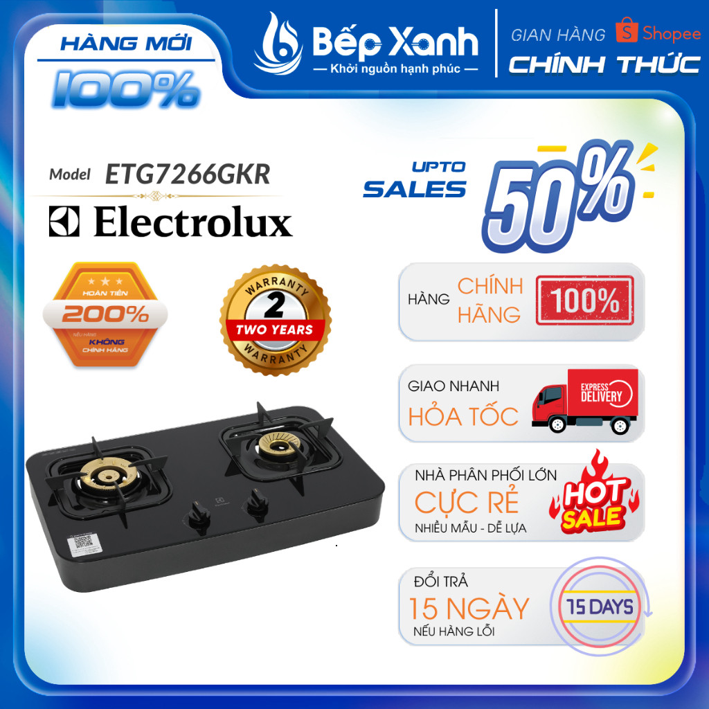 ETG7266GKR | Bếp Gas Dương 2 Vùng Nấu Electrolux ETG7266GKR