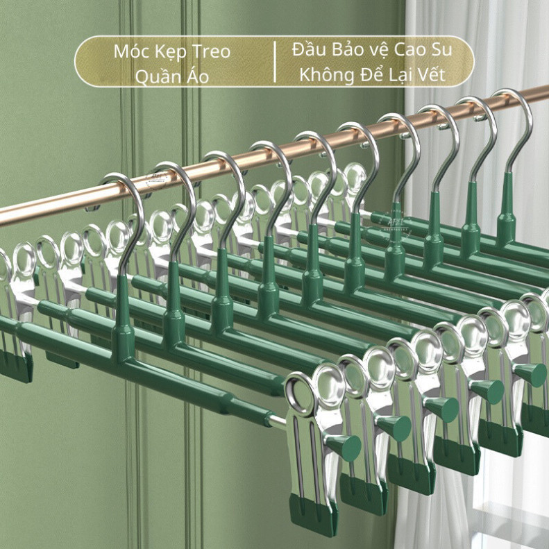 Set 10 Móc Kẹp Quần Áo INOX Bọc Nhựa Cao Su Chống Trơn Trượt Không Để Lại Vết Hằn Trên Vải Anan.2sto