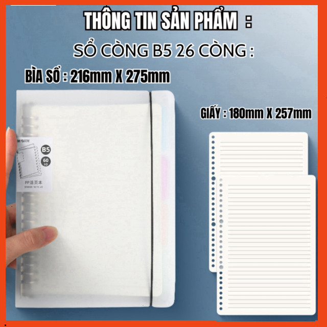 Sổ còng sắt B5 26 lỗ 120 trang văn phòng phẩm học sinh - sổ còng giá rẻ - MIYABI STORE