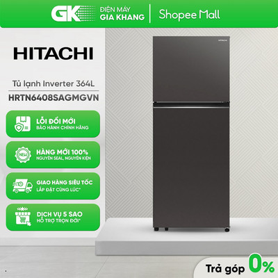 Tủ Lạnh 2 Cánh 374L Hitachi HRTN6408SAGMGVN - Inverter Tiết Kiệm Điện- Ngăn Đông Trên, Grand Carbon Line