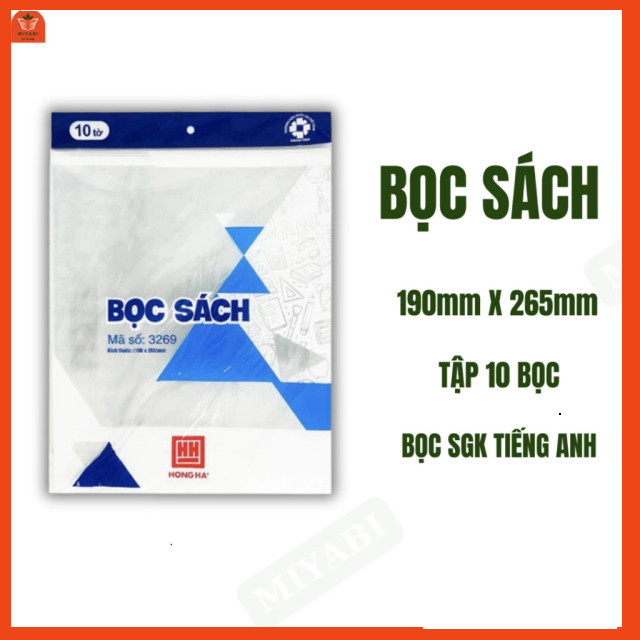 Bọc Sách Vở Nilon Trong Suốt Hồng Hà Văn Phòng Phẩm Set 10 Bọc  - Bọc Vở Trong Suốt - MIYABI STORE