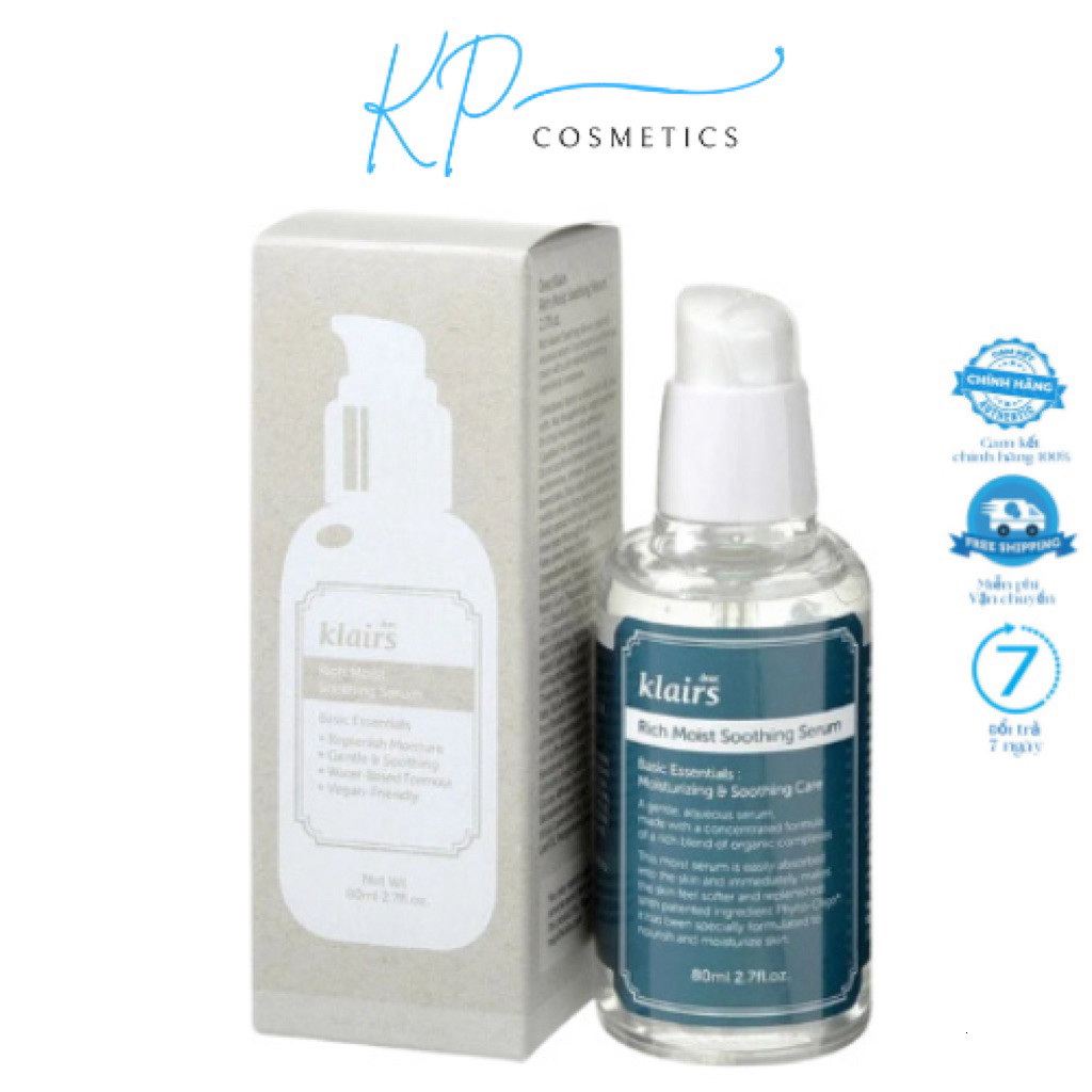 [Chính Hãng] Tinh Chất Klairs Rich Moist Soothing Serum 80ml dưỡng ẩm sâu serum Klairs 80ml