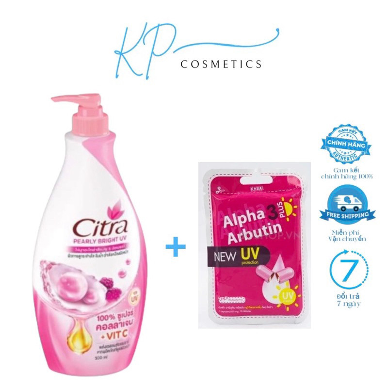Combo Citra Lotion Ngọc Trai và Vỉ Kích Trắng Alpha UV New