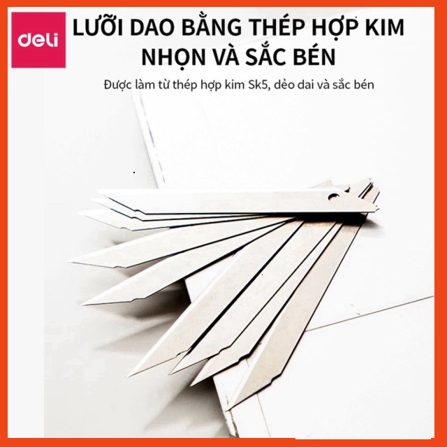 Lưỡi dao rọc giấy Deli 2015 - 10 lưỡi / hộp - SK5 - lưỡi dao rọc giấy mini - MIYABI STORE