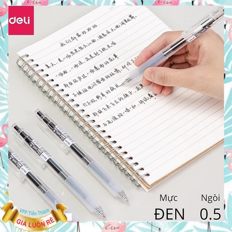 COMBO 5 Bút gel bấm Deli A575/ G575 ngòi 0.5mm, Mực Đen, Xanh (viết lên tới 800m)