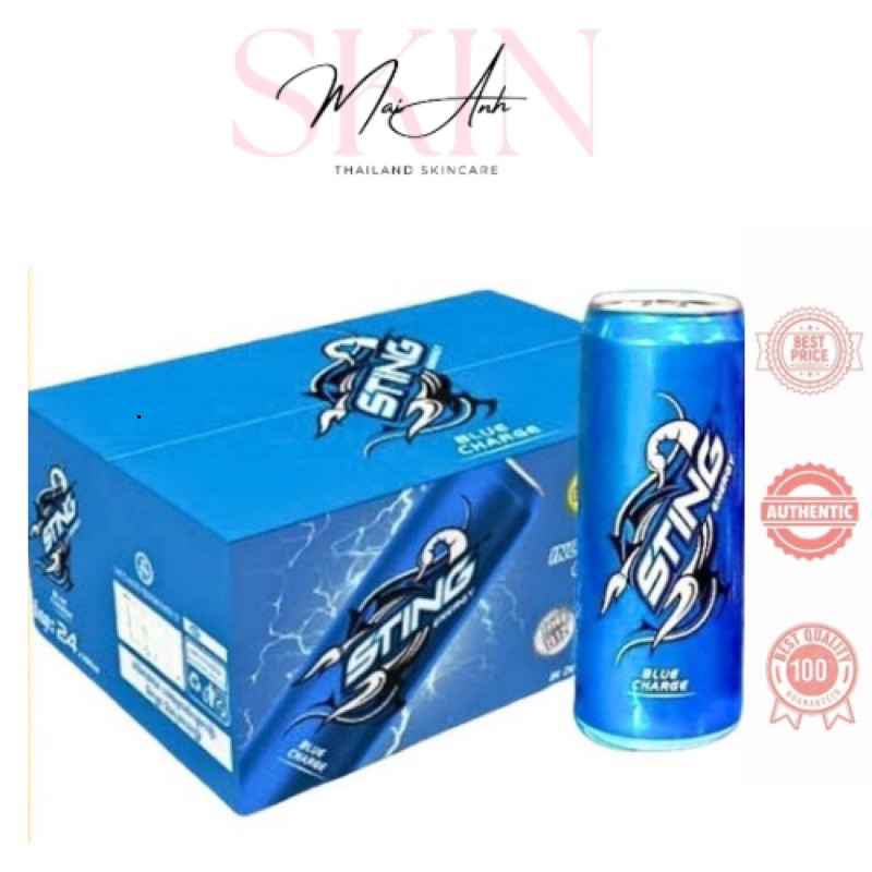 [Chính Hãng] Thùng 24 Lon Nước Tăng Lực Sting Blue 330ml Thái Lan Hương Vị Thơm Ngon Không Ngọt Gắt