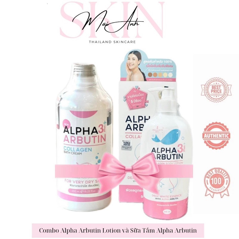 [Chính Hãng] Combo Dưỡng Thể Alpha Arbutin 500ml và Sữa Tắm Alpha Arbutin 350ml