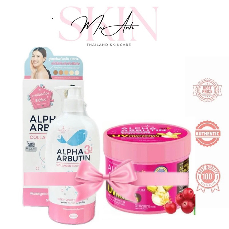 [Chính Hãng] Combo Dưỡng Thể Alpha Arbutin 500ml và Serum Alpha Arbutin UV 500g