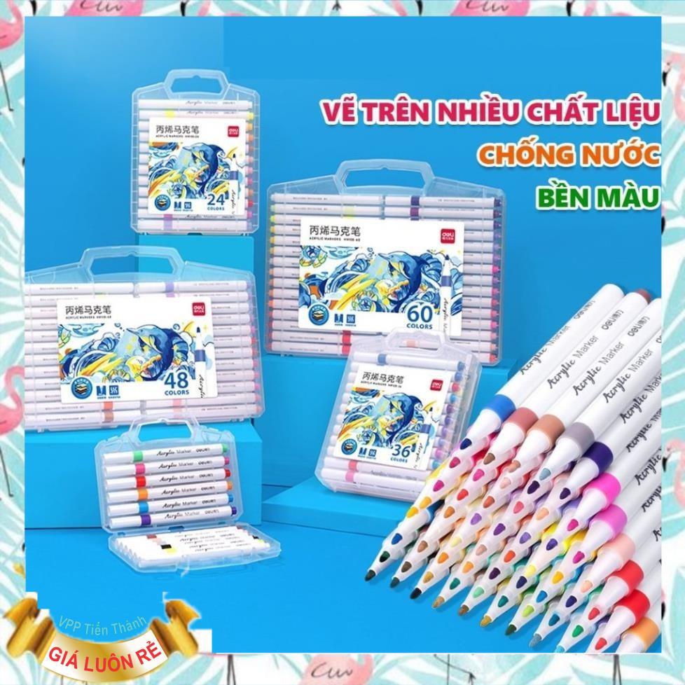 Bút sơn Acrylic Marker 24 màu Deli HM108-24 (Mã mới EC189) - Chống nước vẽ trên mọi chất liệu