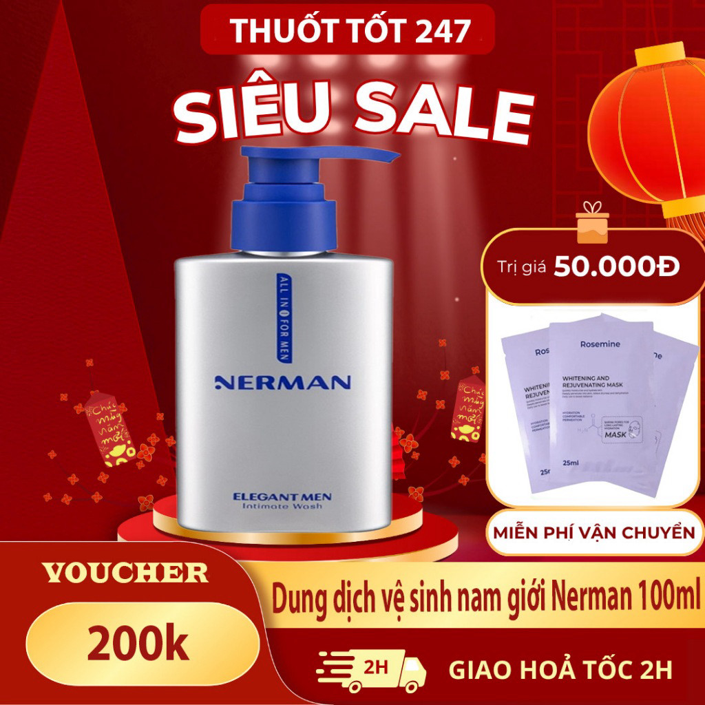 [Phủ Bạc] Dung dịch vệ sinh nam giới Nerman Elegant Men Nerman hương nước hoa 100ml THUOCTOT247