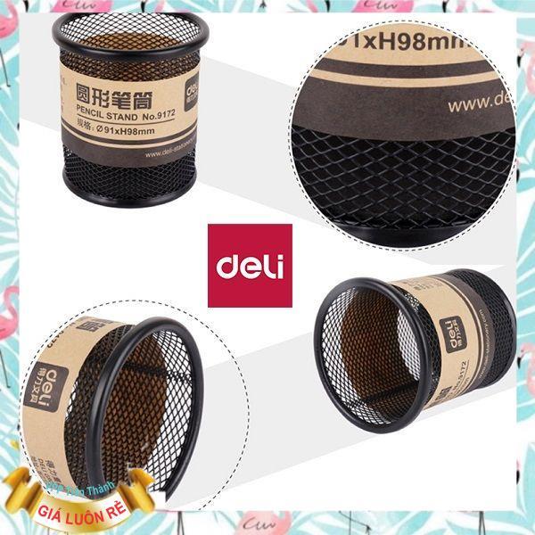 Cắm bút lưới kim loại sơn đen Deli 9172 (E9172)