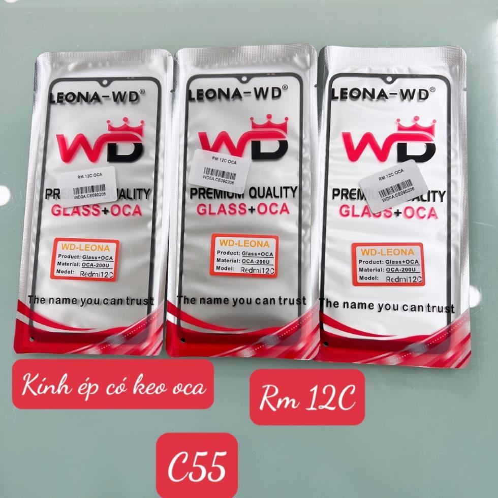 Kinh redmi 12c - kính ép màn hình có keo oca xiaomi - kính ép liền keo 22120RN86G, 22120RN86I, 22126