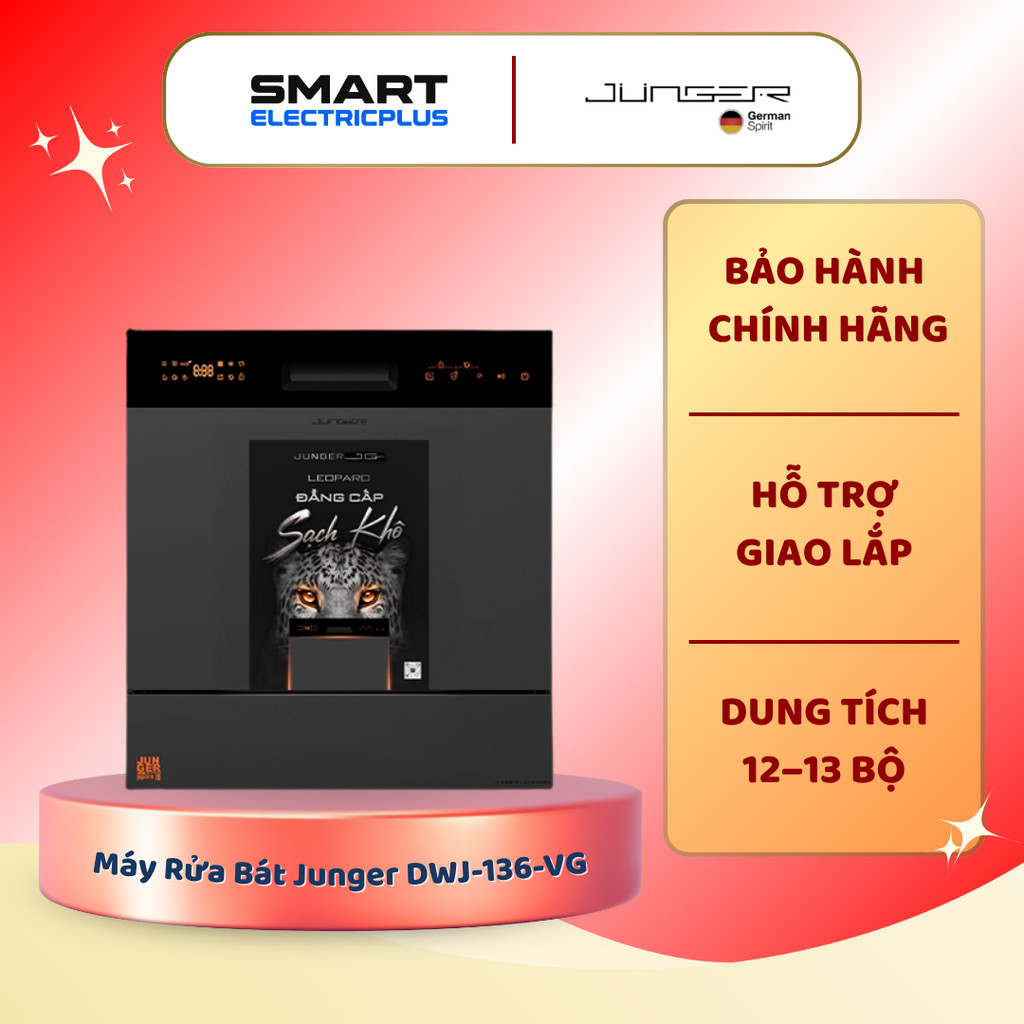 Máy Rửa Bát Junger Leopard DWJ-136-VG – Dung Tích 12-13 Bộ – Công Nghệ Super AI Cleaning