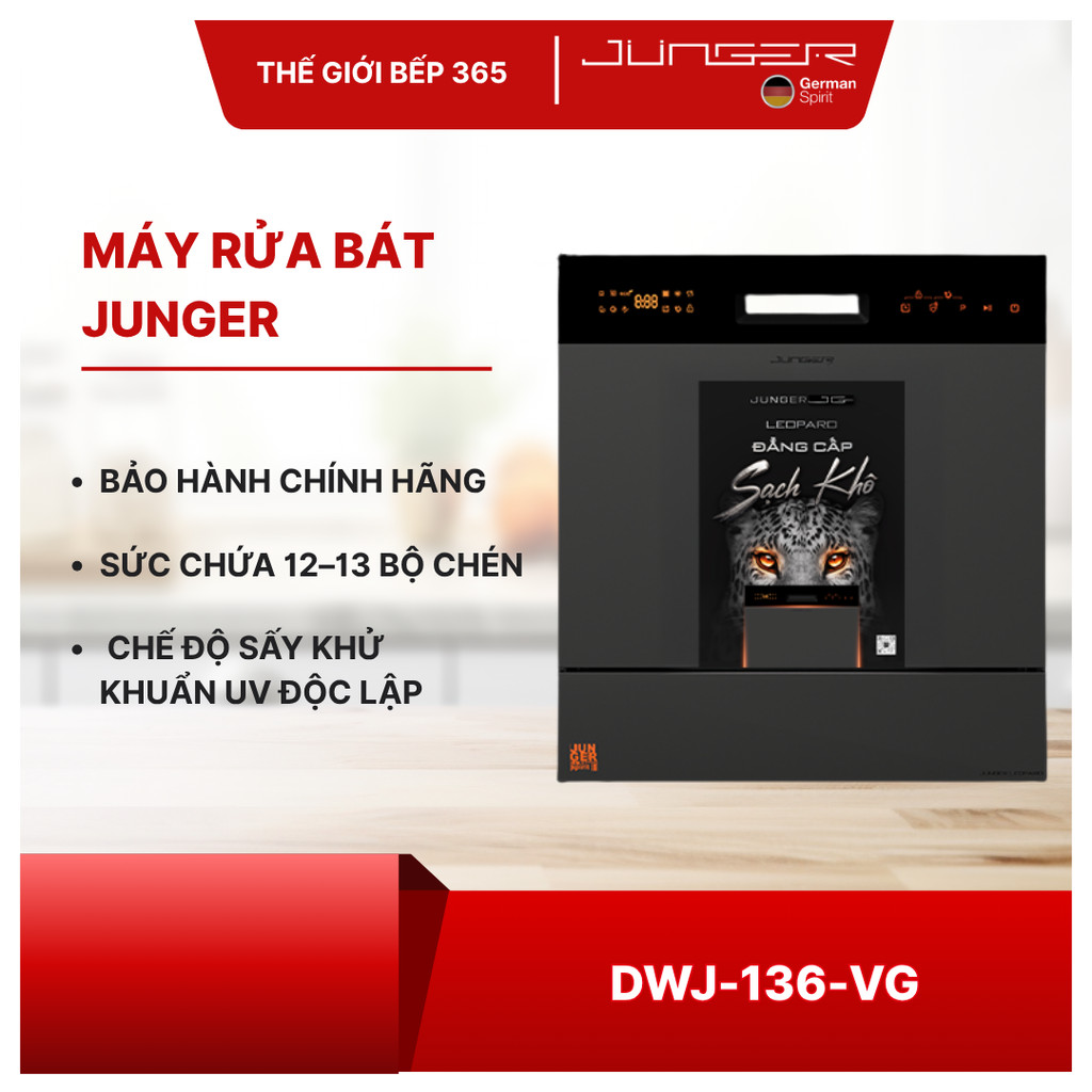 Máy Rửa Bát Junger Leopard DWJ-136-VG – Dung Tích 12-13 Bộ – Công Nghệ Super AI Cleaning