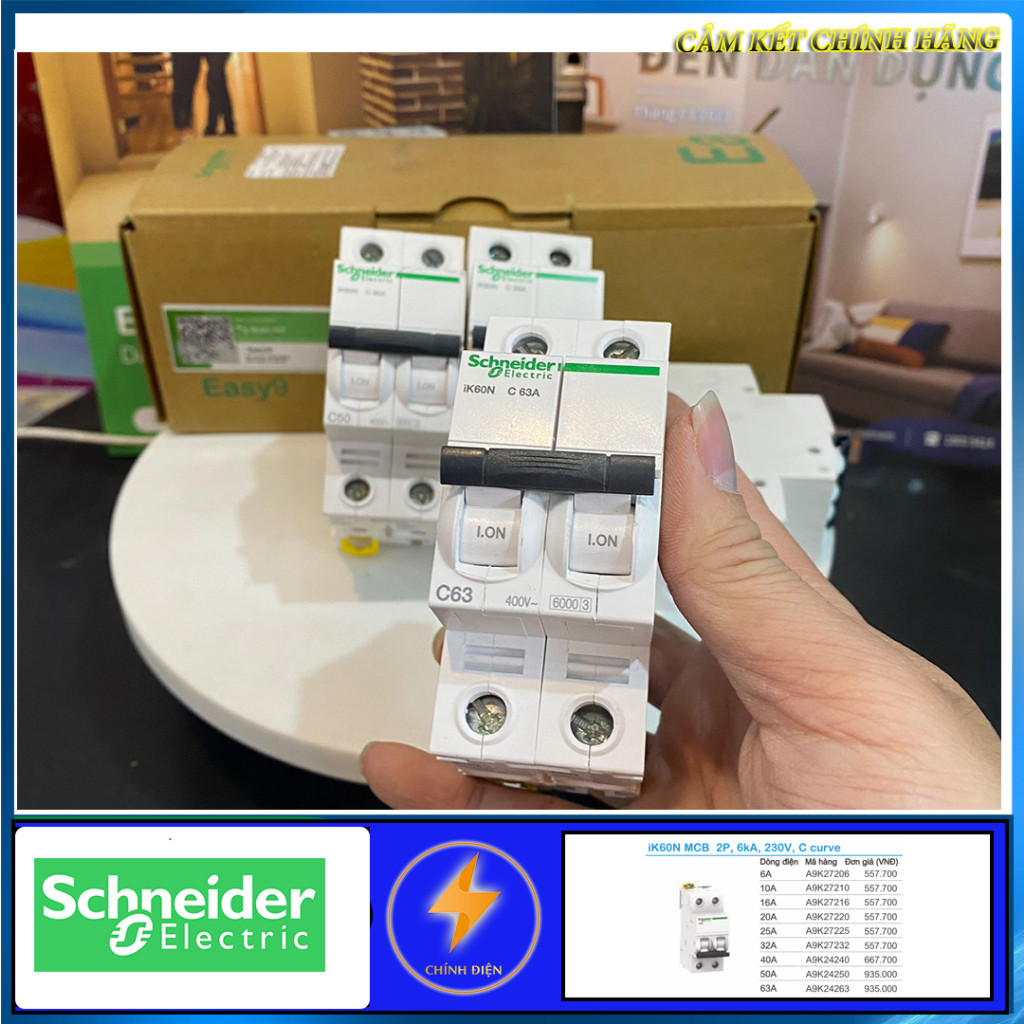 Cầu dao tự động Schneider Acti9 MCB 2P-dòng cắt 6ka Schneider