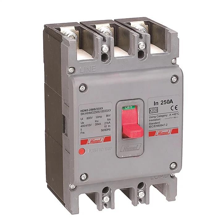 Atomat dạng khối, số cực 3P, điện áp 400-415V, dòng định mức 250A, dòng cắt ngắn mạch 35kA, MCCB 3P 