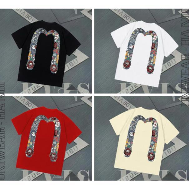 Áo Phông EVISU Họa Tiết Hình In Phong Cách Street - Unisex Nam Nữ - Chất Liệu Cotton Cao Cấp