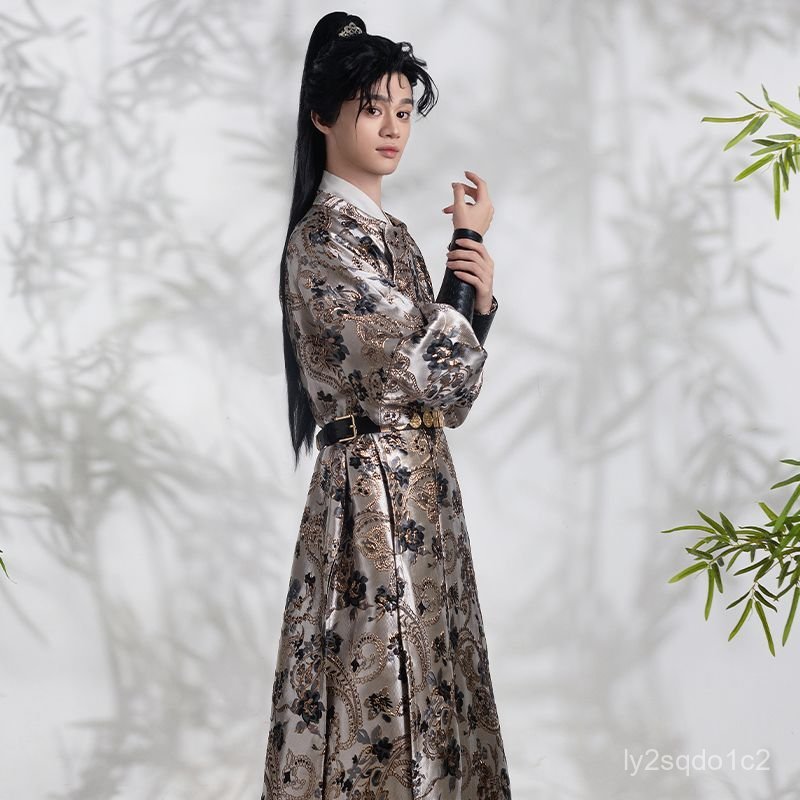Áo choàng cổ tròn Hanfu nam, trang phục cổ trang kiểu nhà Đường, phiên bản mùa thu đông, trang phục 