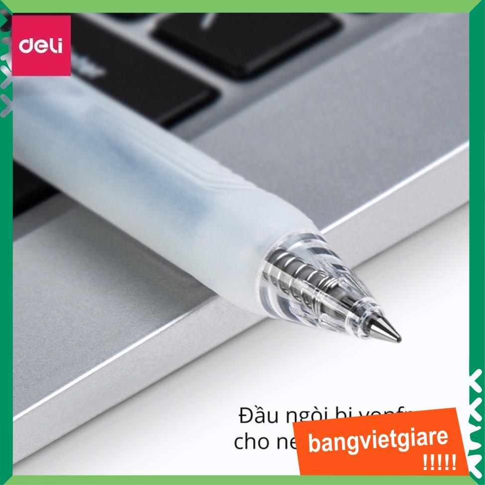 COMBO 2 cây Bút gel bấm Deli 575 (A575) ngòi 0.5mm, Mực Đen, Xanh (viết lên tới 800m)