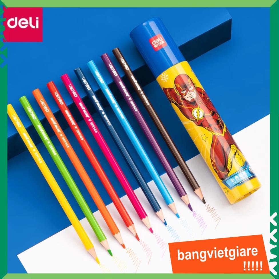 Bút chì màu dạng dầu - Màu sắc tươi sáng, dễ vẽ  - Hình siêu nhân - Deli HE2000 (E2000)