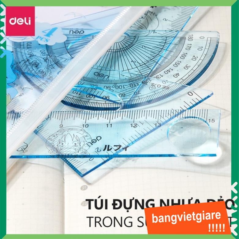 Bộ 4 dụng cụ êke học sinh One Piece Deli H17 (EH17)