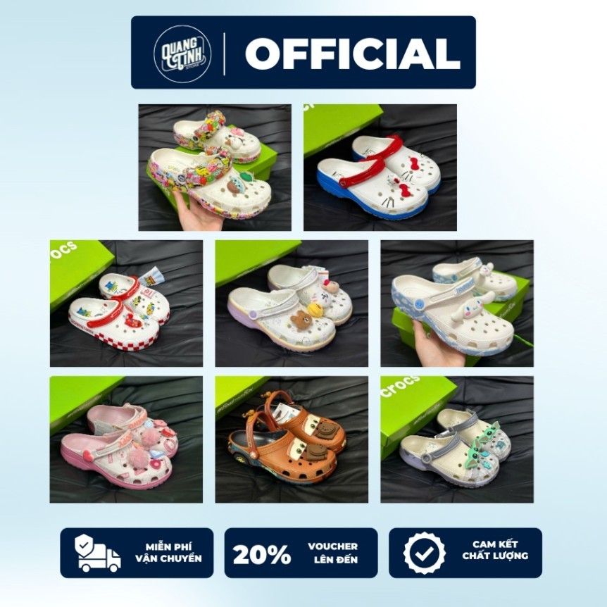 Dép Crocs Clog 2026 Collab Cartoon Tổng Hợp Loopy Cinnamoroll Hello Kitty Toy Story Cars Cho Nam Nữ