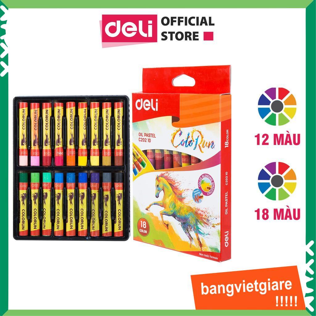 Bút sáp dầu 12 màu/18 màu -  Deli EC20200/EC20210