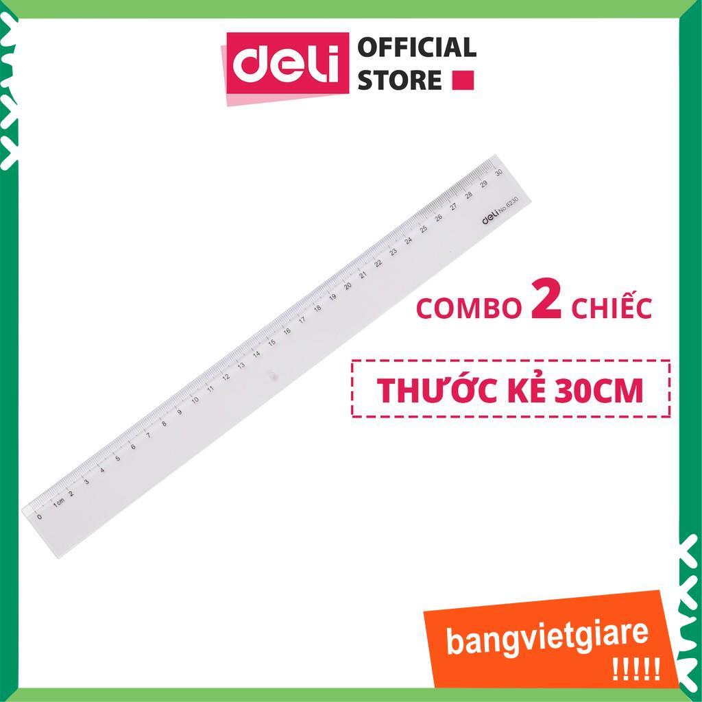 Thước kẻ 30cm Deli, trong suốt - 2 chiếc - E6230