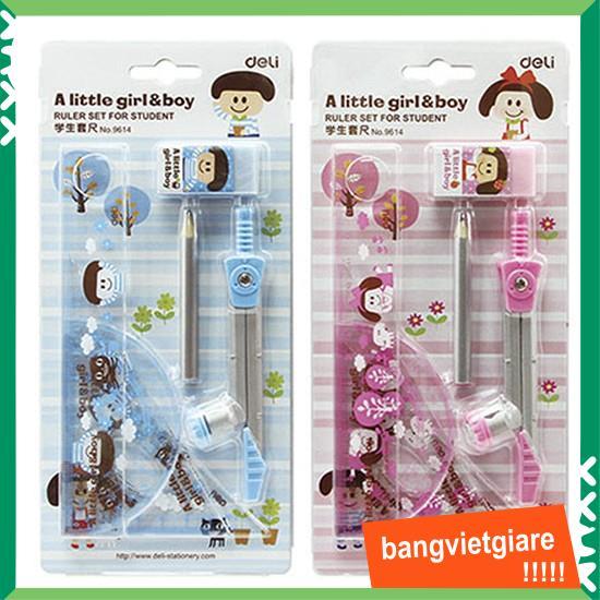 Bộ dụng cụ học sinh - bộ comba thước kẻ Deli 9619