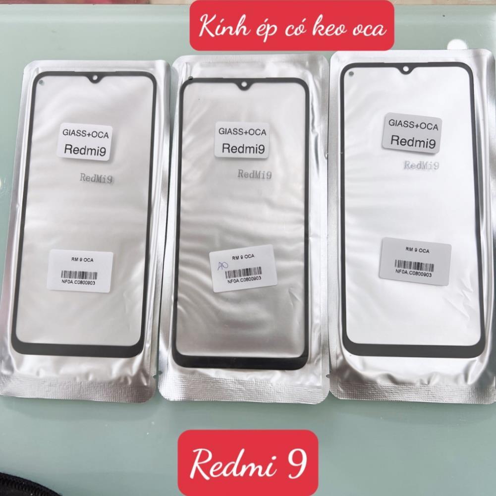 Kính xiaomi redmi 9, kính ép màn hình có keo oca, M2004J19G, M2004J19C