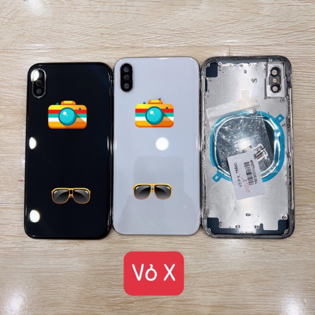 Lưng vỏ dùng cho máy iphone X có khung sườn viền kính cam, nắp lưng, nắp pin, lưng pin ip x