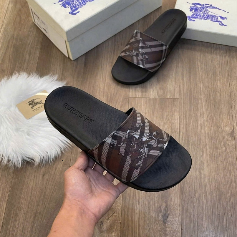 Dép Nam Burberry quai ngang hàng - Dép Lê Quai Ngang BBR Đế Casu Đúc Siêu Đẹp Trend