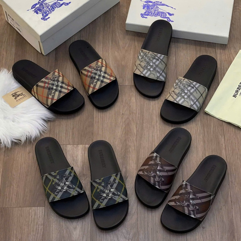 Dép Nam Burberry quai ngang hàng - Dép Lê Quai Ngang BBR Đế Casu Đúc Siêu Đẹp Trend