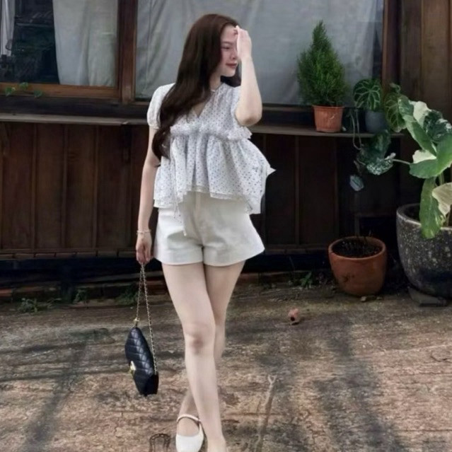 Áo Babydoll Cổ V Chấm Bi 12 THÁNG SÁU CLOTHING MA7090 | BigBuy360 - bigbuy360.vn