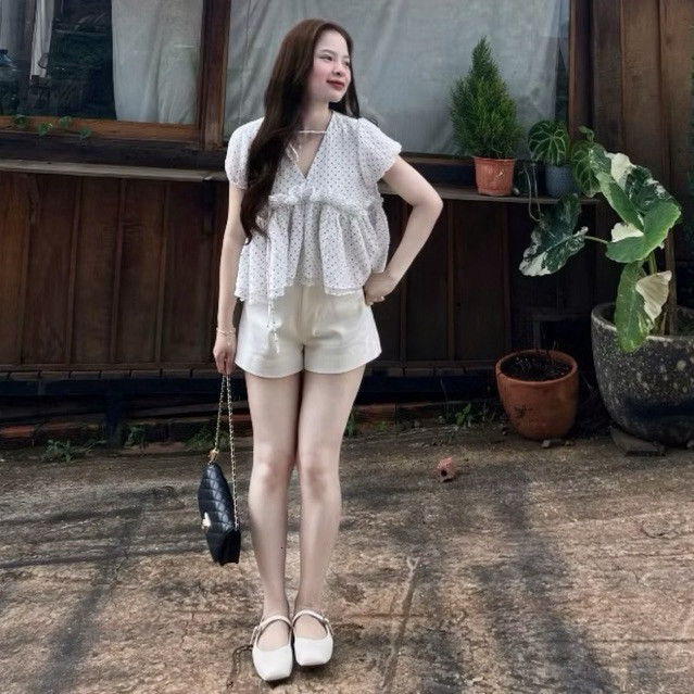 Áo Babydoll Cổ V Chấm Bi 12 THÁNG SÁU CLOTHING MA7090 | BigBuy360 - bigbuy360.vn