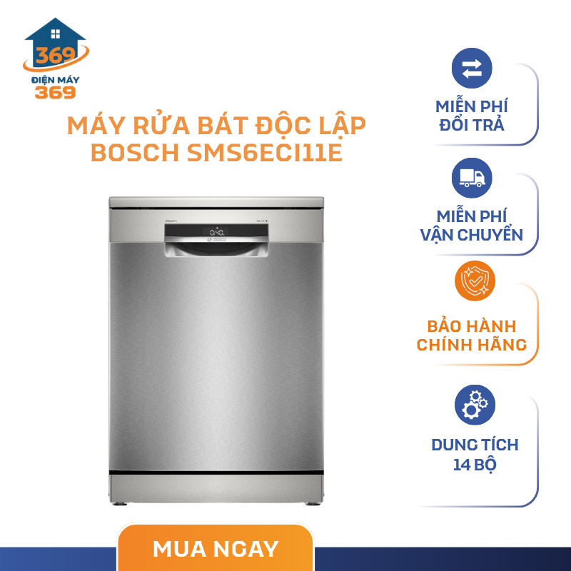Máy Rửa Chén Bosch SMS6ECI11E Serie 6 – Giỏ Chứa MaxFlex – 3 Giàn Rửa – Tùy Chỉnh Linh Hoạt – SMC