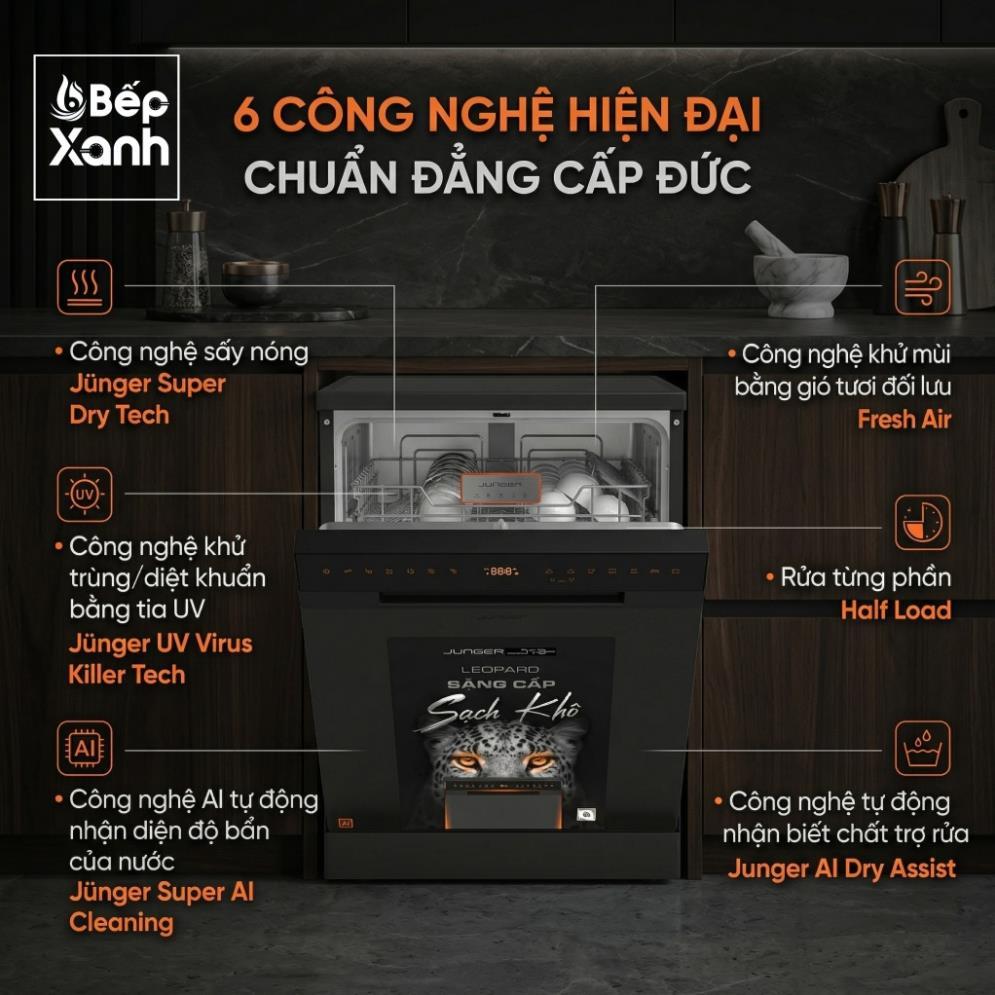 DWJ-183-VG/DWJ-143-VG- New 2026 | Máy Rửa Bát Junger Leopard DWJ-183-VG/ DWJ-143-VG(15 Bộ) - Hàng Th