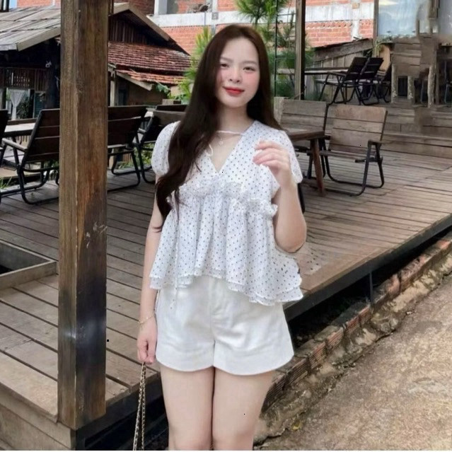 Áo Babydoll Cổ V Chấm Bi 20 THÁNG 05 SHOP MA7090