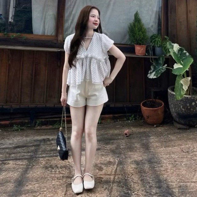 Áo Babydoll Cổ V Chấm Bi LÂM TÚ CLOTHING MA7090 | BigBuy360 - bigbuy360.vn