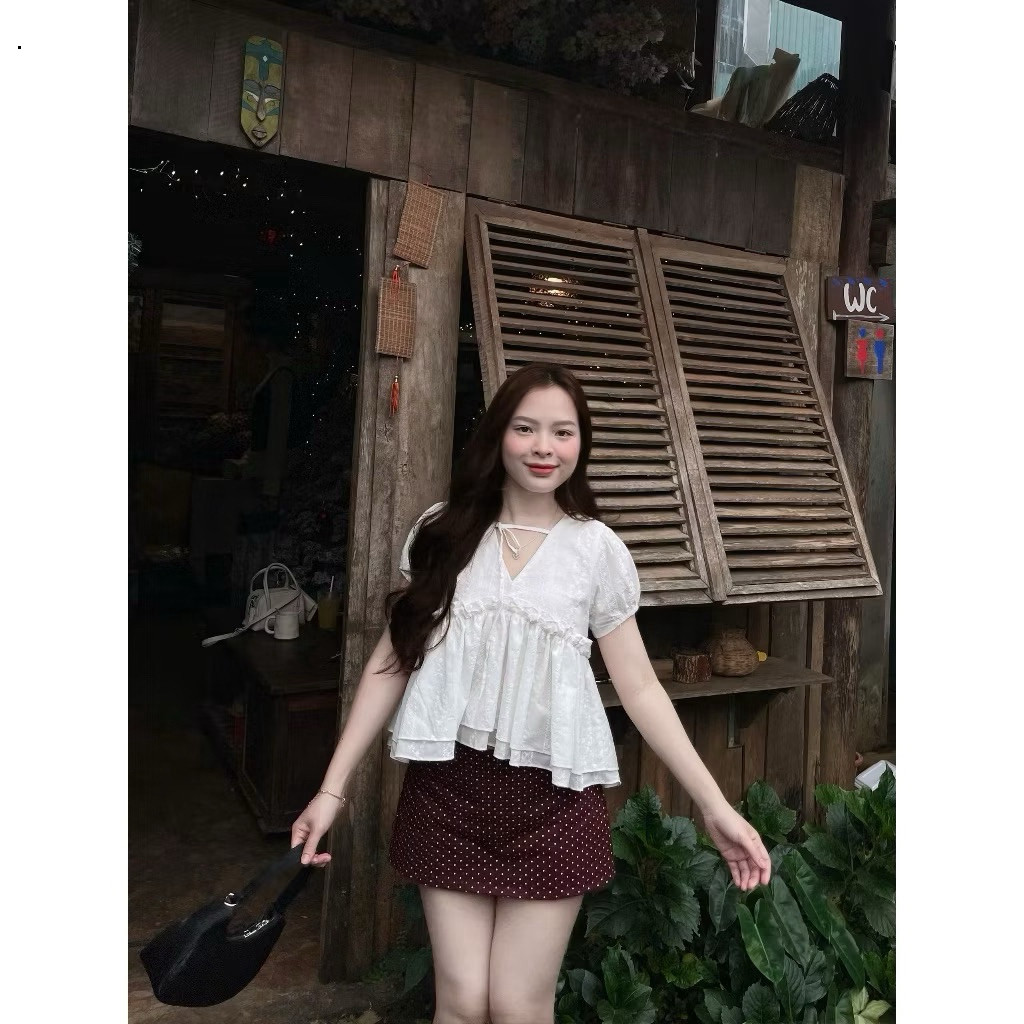 Áo Babydoll Cổ V Chấm Bi LÂM TÚ CLOTHING MA7090 | BigBuy360 - bigbuy360.vn