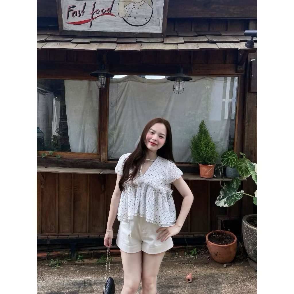 Áo Babydoll Cổ V Chấm Bi LÂM TÚ CLOTHING MA7090 | BigBuy360 - bigbuy360.vn