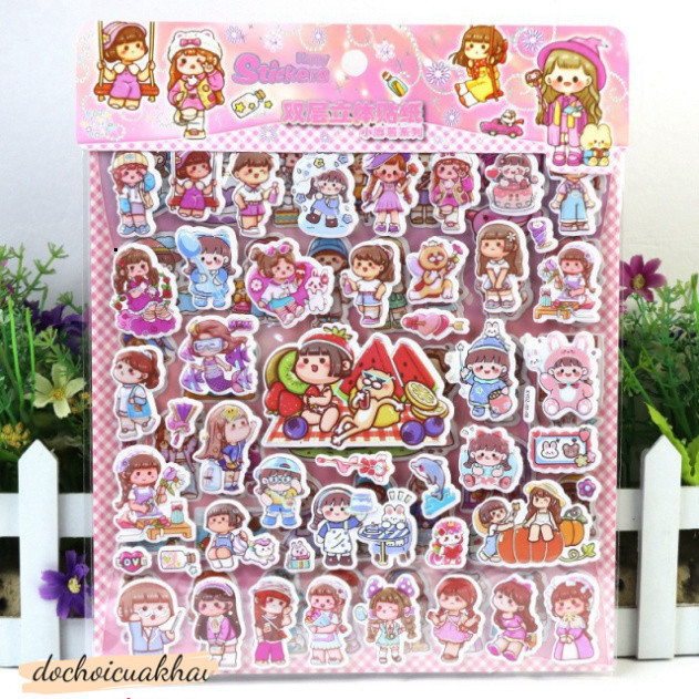 Sticker cute hoạt hình dễ thương, hình dán cute 1K trang trí bình nước sổ laptop hàn quốc giá rẻ
