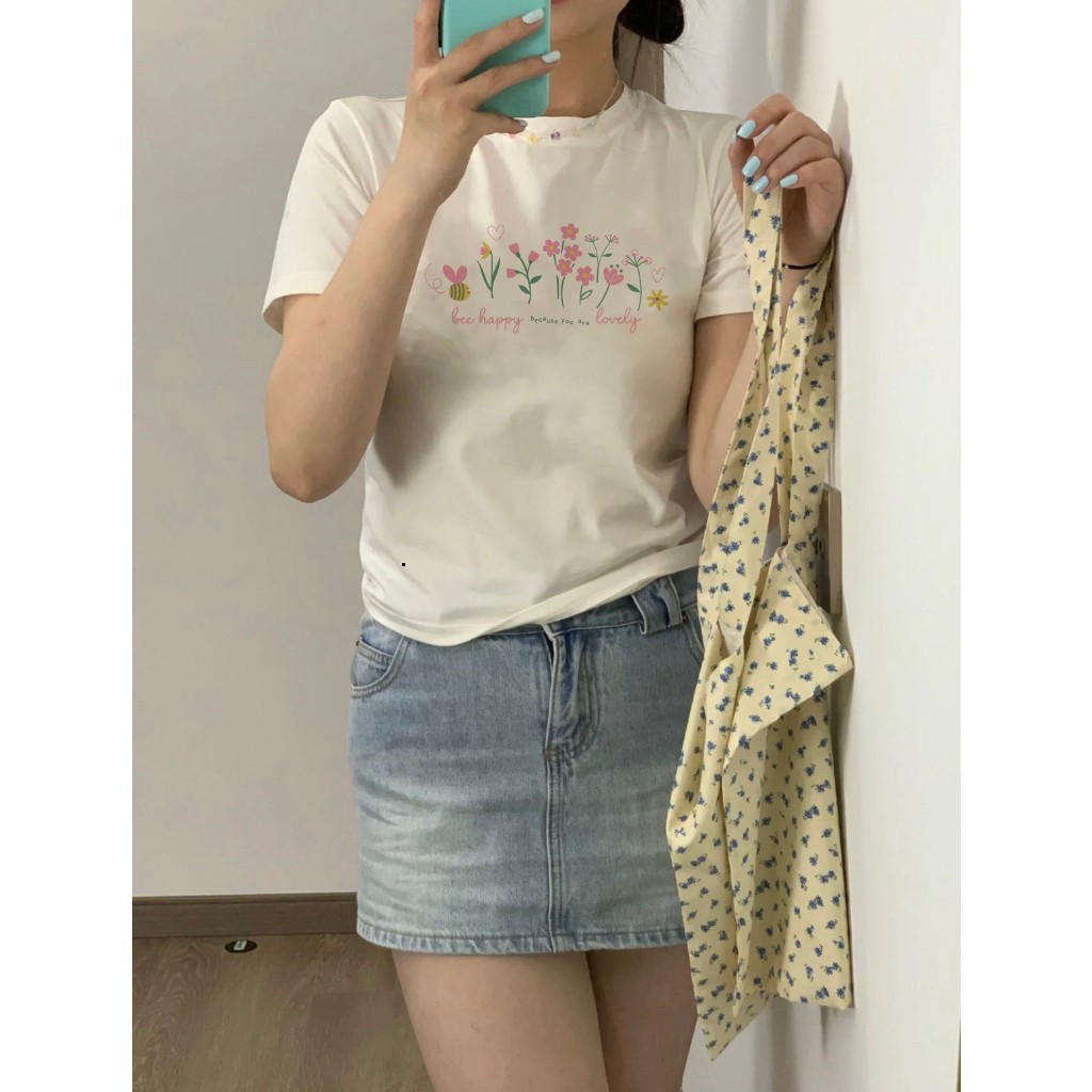 Áo baby tee ABD351 Miucho cổ tròn in graphic