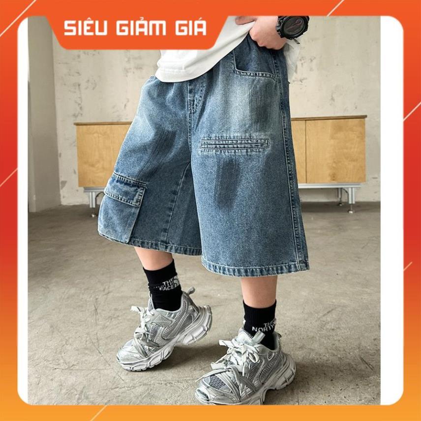 TJ8 quần short jean bé trai size đại size130-170 24-50kg quần jean quần short hiphop mẫu mới sale hi