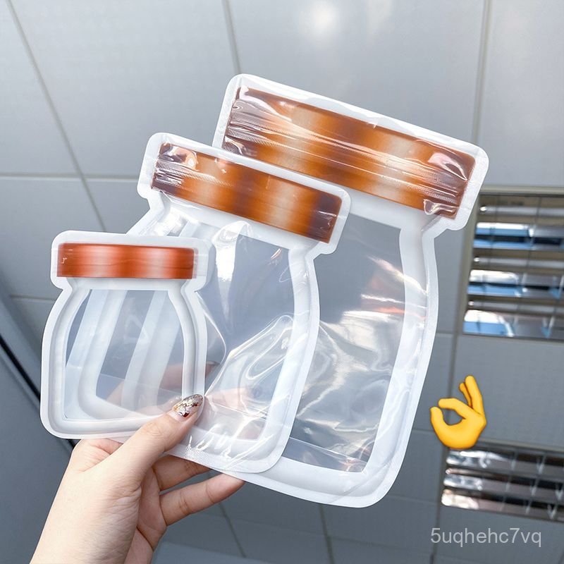 Túi niêm phong hình lọ Mason, túi tự niêm phong hình dạng đặc biệt, túi đóng gói đồ ăn vặt mini nhỏ.