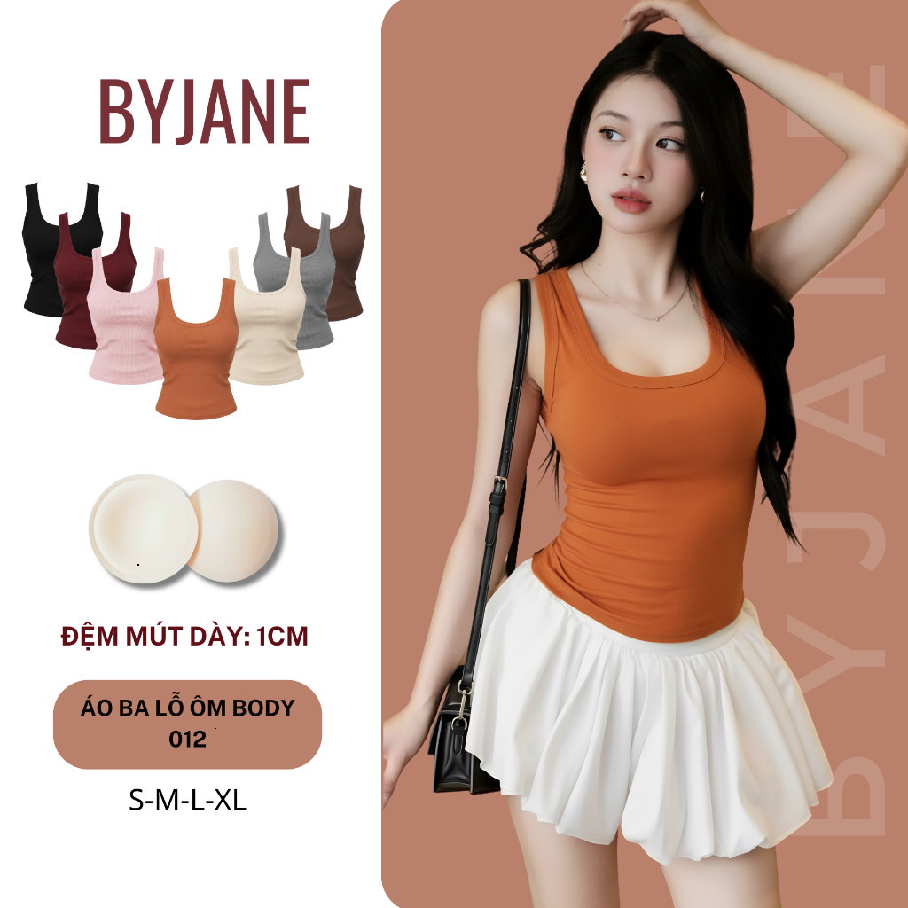 ( KÈM MÚT ) Áo ba lỗ nữ cotton mát BYJANE ( Từ 39kg-62Kg) áo 2 dây bản to, áo tanktop co dãn 4 chiều