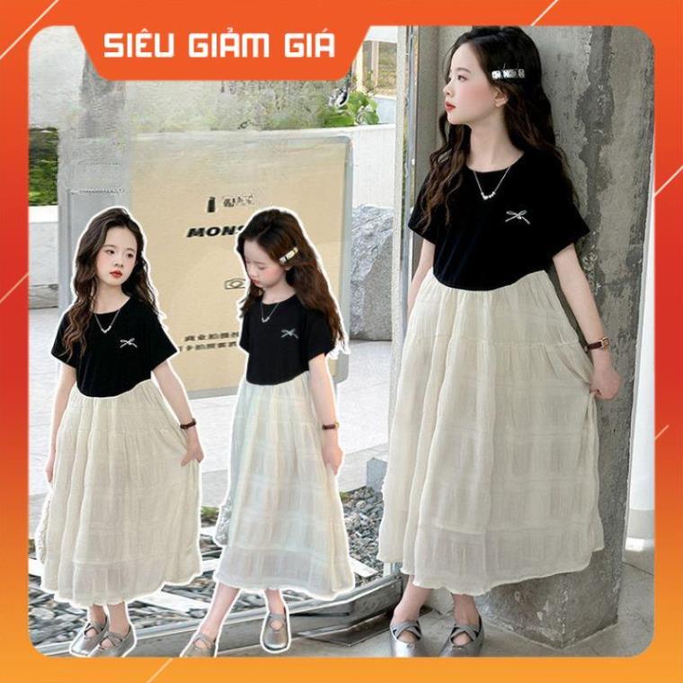 GV85 đầm váy bé gái size đại size130-170 22-45kg kiểu dáng áo thun nối với chân váy bé gái size đại 