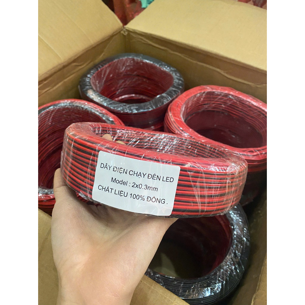 Dây điện đôi đỏ đen 0.5, 1.5, 2.5 dây điện lõi nhiều sợi chuyên dùng để nối điện lưới (CUỘN 100M)