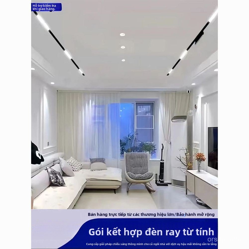 Đèn ray từ tính gắn trần, loại âm trần, không có đèn chính, đèn phòng khách, bộ đèn hoàn chỉnh cho p