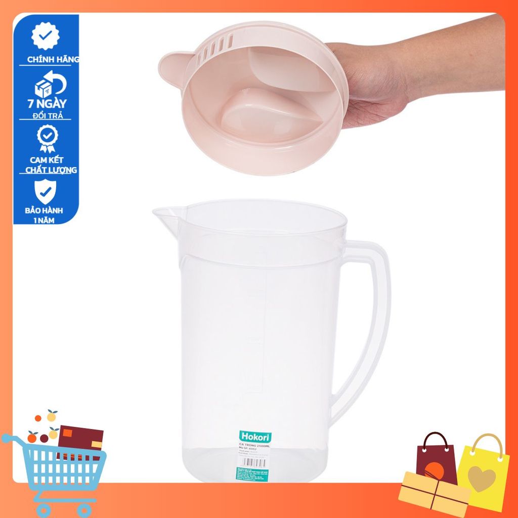(sẵn hàng) CA TRONG 2500ML HOKORI 6052 NẮP ĐẬY KÍN VÀ CÓ LƯỚI LỌC AN TOÀN NHỰA VIỆT NHẬT(bán chạy) 6